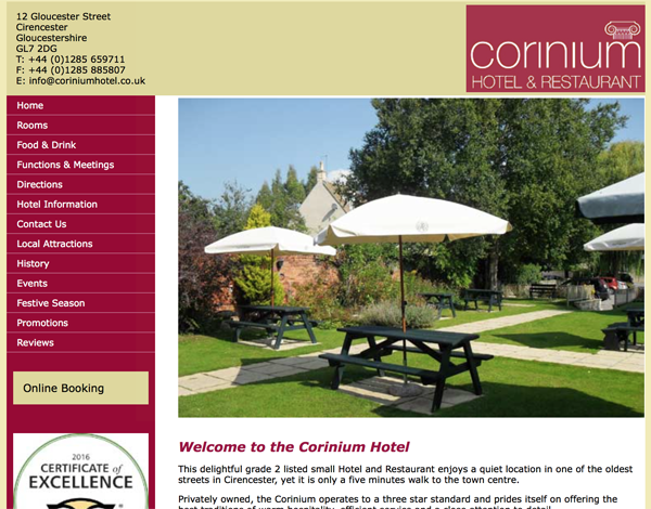 The Corinium Hotel website